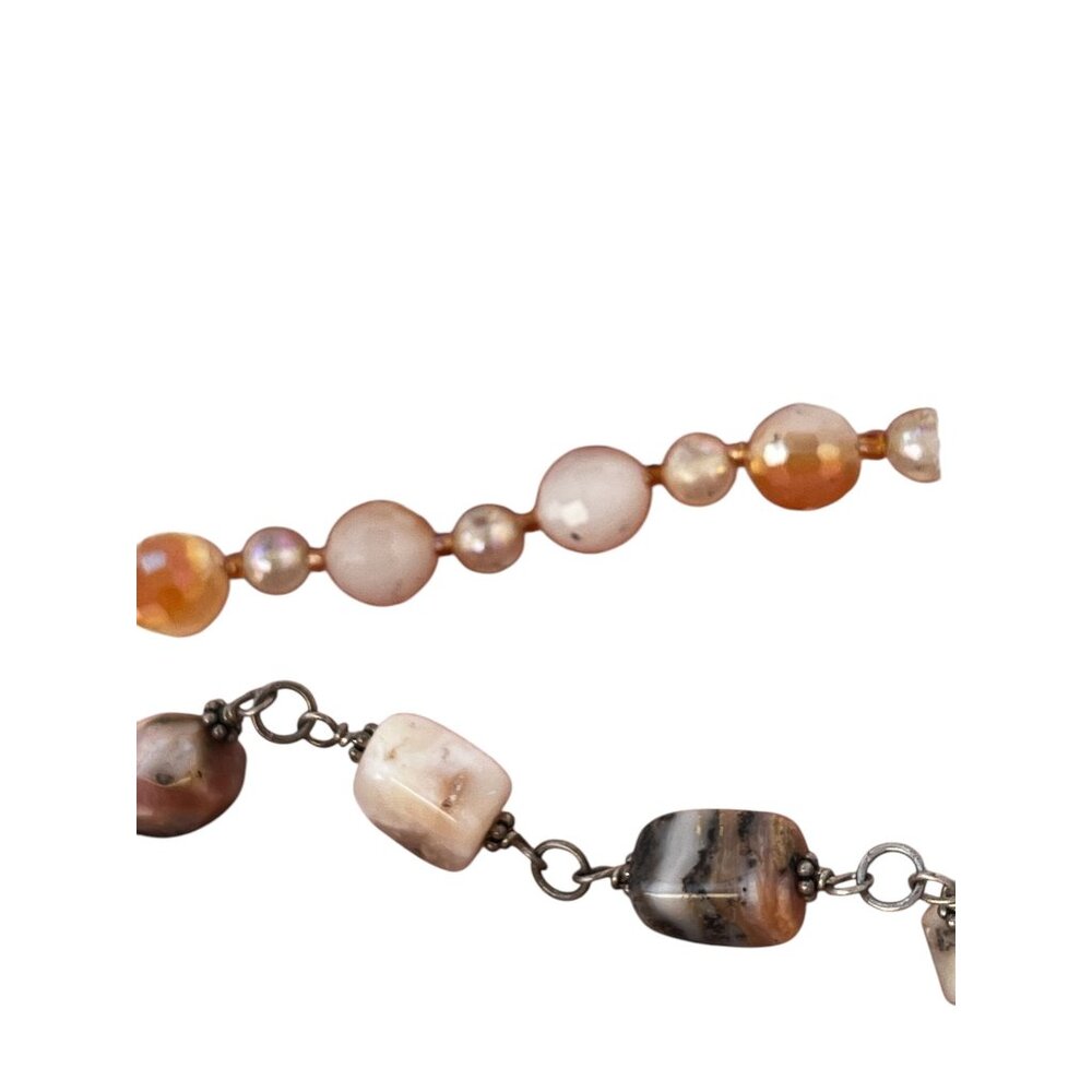 Set of Two Bracelets plus Earring Agate Marble & Faceted Beads - Picture 3 of 8